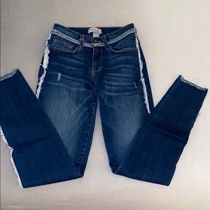 Judy Blue Evelyn Side Fringe Skinny in Moonlight